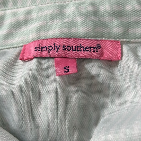 Simply Southern Polo Dress Color Is Glass Mint Navy Size Small Spring Summer - Picture 3 of 9